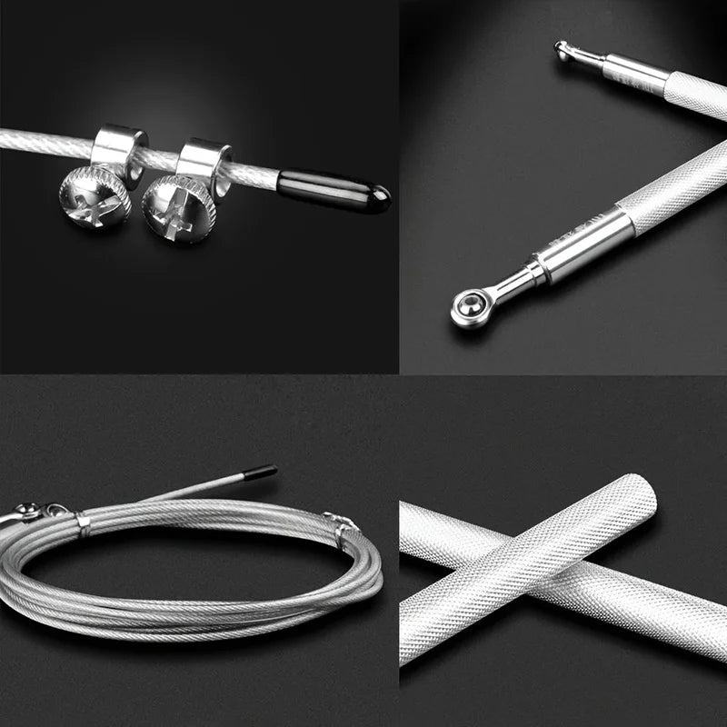 Professional adjustable jump rope with aluminum handles and steel wire cable - product image