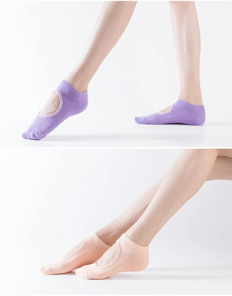 Professional women's yoga socks with silicone anti-slip grip and breathable fabric - product image