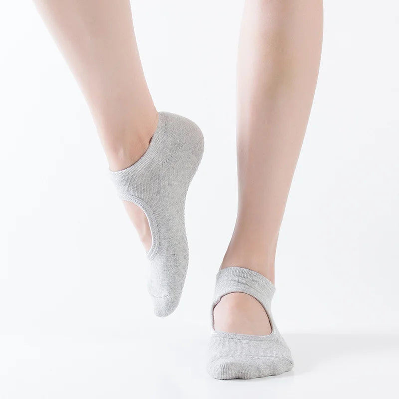 Professional women's yoga socks with silicone anti-slip grip and breathable fabric - product image