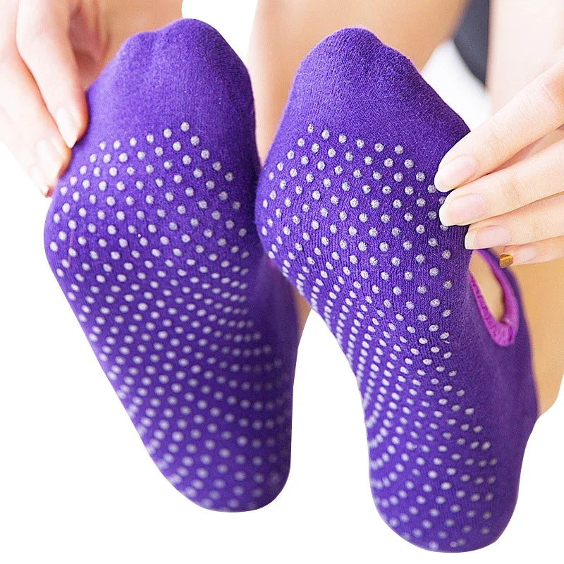 Professional women's yoga socks with silicone anti-slip grip and breathable fabric - product image