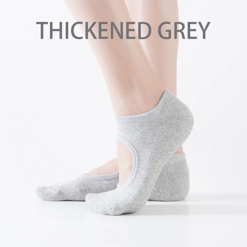 Professional women's yoga socks with silicone anti-slip grip and breathable fabric - product image