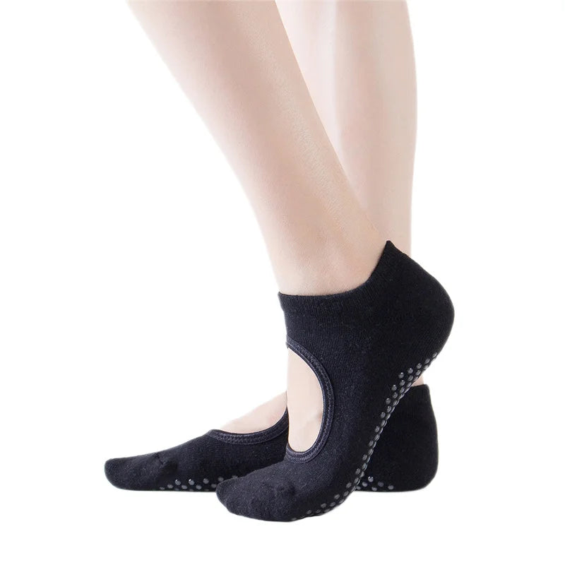 Professional women's yoga socks with silicone anti-slip grip and breathable fabric - product image