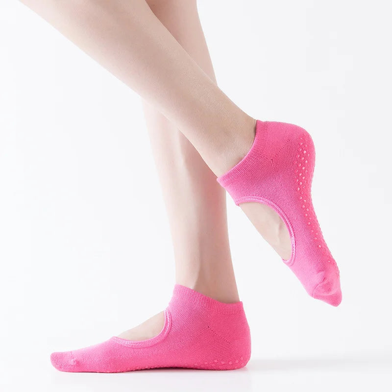 Professional women's yoga socks with silicone anti-slip grip and breathable fabric - product image