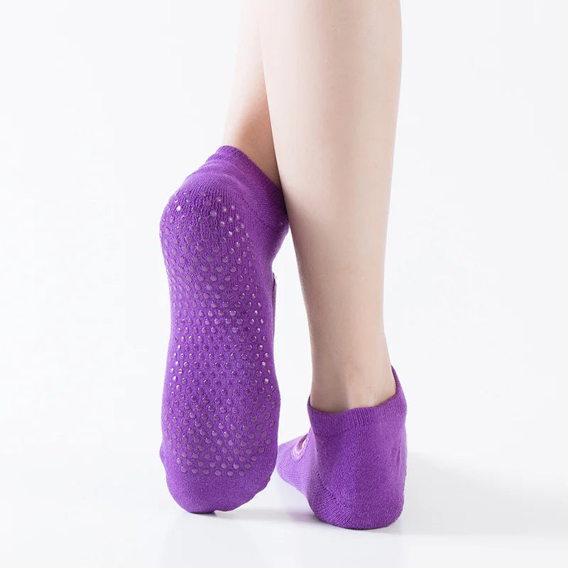 Professional women's yoga socks with silicone anti-slip grip and breathable fabric - product image