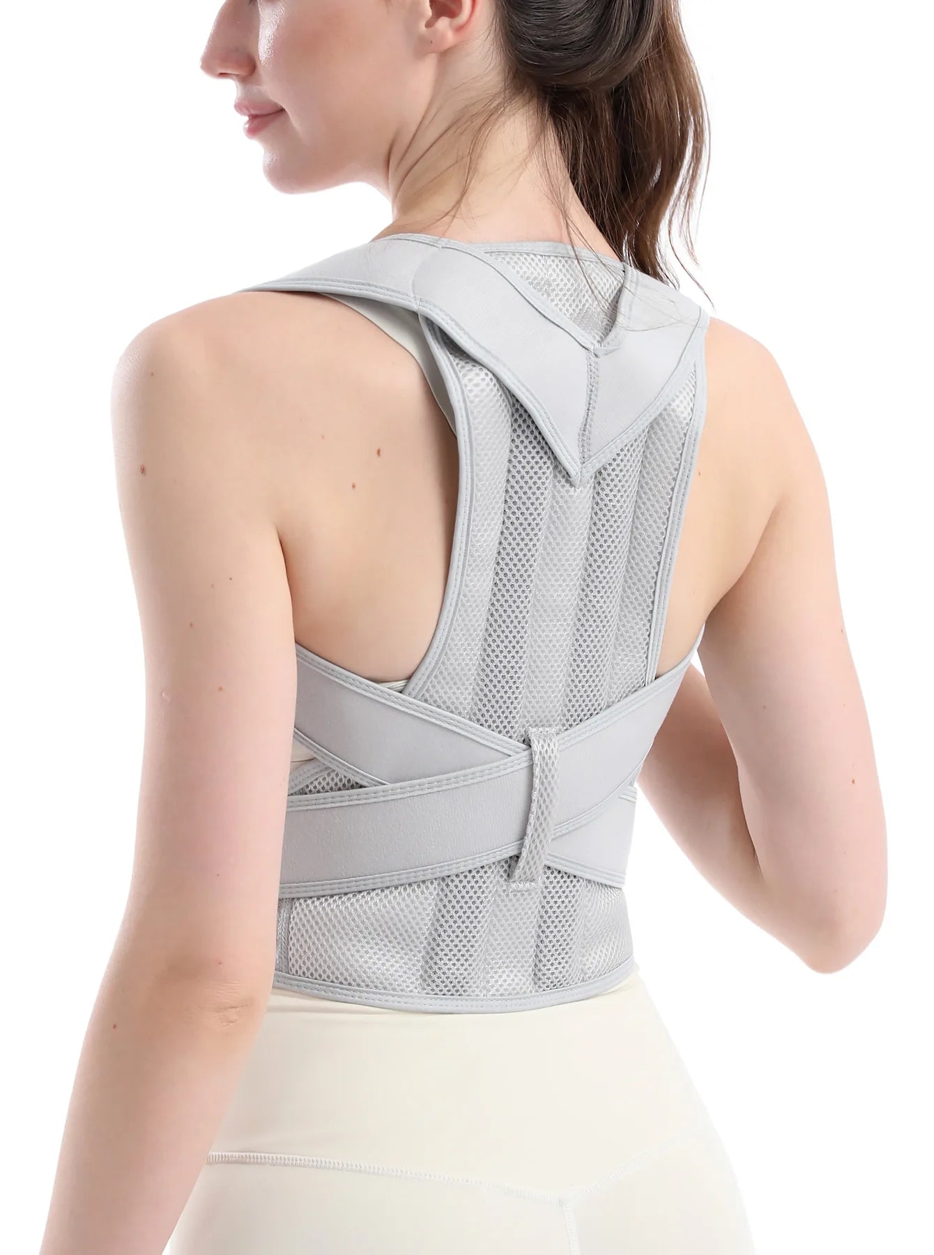 Reinforced lumbar posture corrector vest with adjustable back and shoulder straps - product image