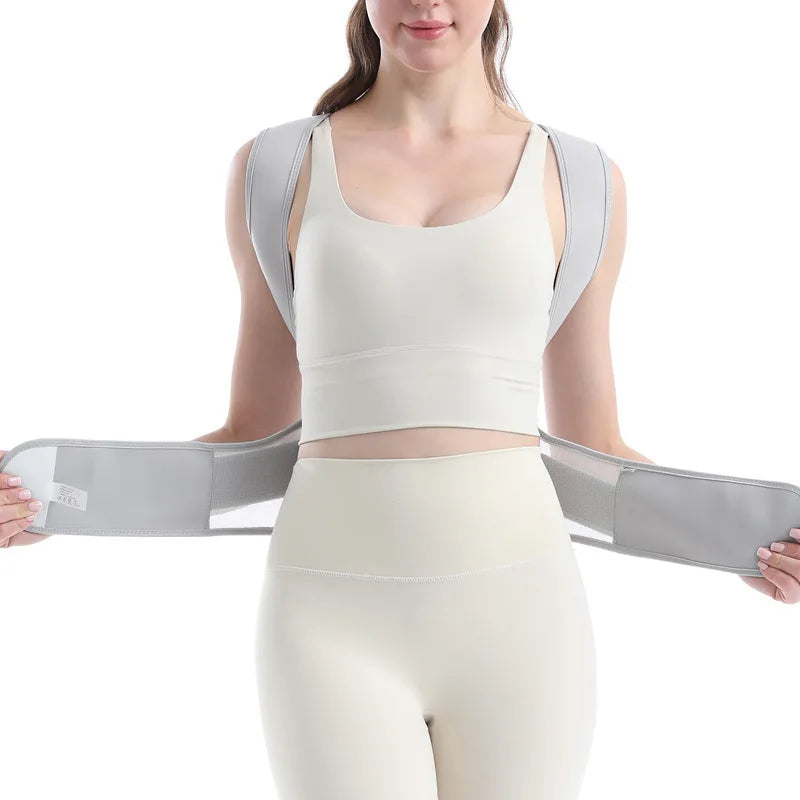 Reinforced lumbar posture corrector vest with adjustable back and shoulder straps - product image