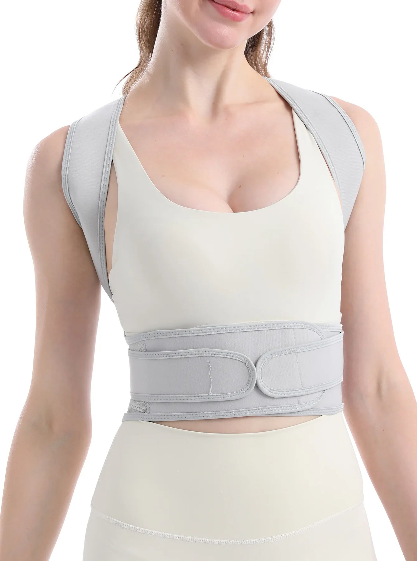 Reinforced lumbar posture corrector vest with adjustable back and shoulder straps - product image