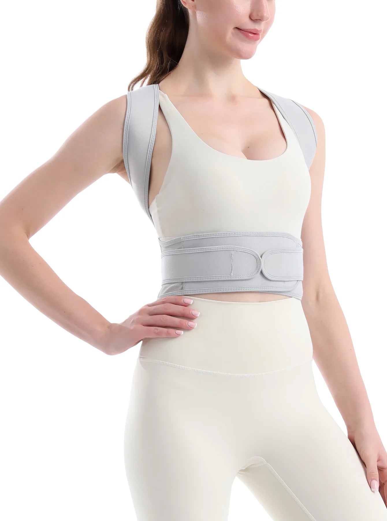Reinforced lumbar posture corrector vest with adjustable back and shoulder straps - product image