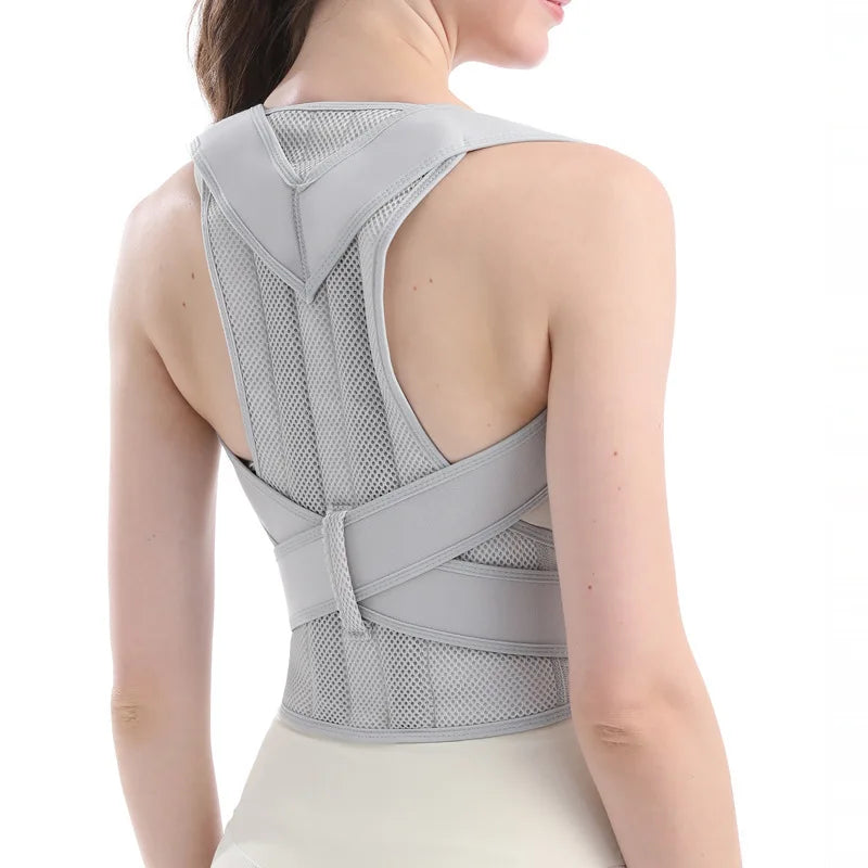 Reinforced lumbar posture corrector vest with adjustable back and shoulder straps - product image