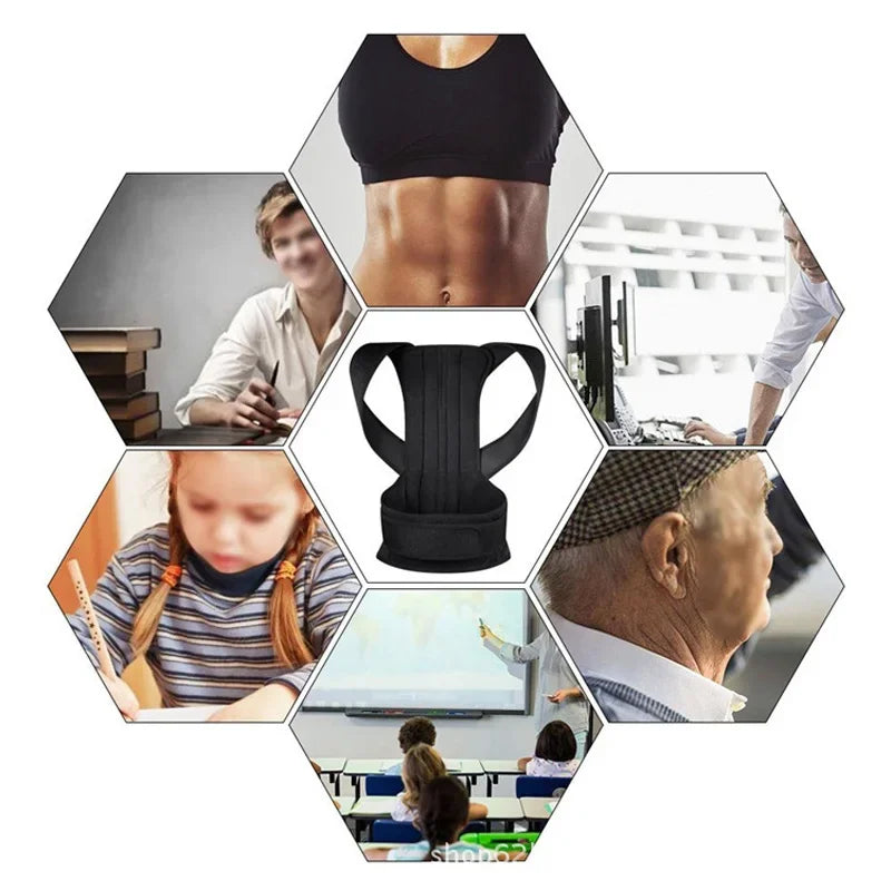 Reinforced lumbar posture corrector vest with adjustable back and shoulder straps - product image