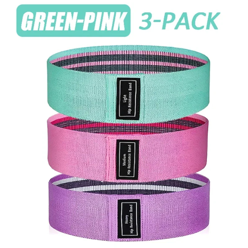 Resistance bands set for butt and leg workout with anti-slip durable fabric - product image