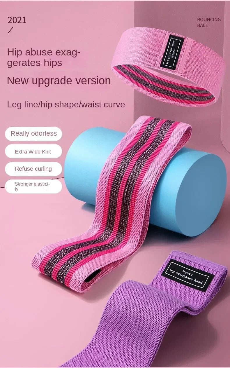Resistance bands set for butt and leg workout with anti-slip durable fabric - product image