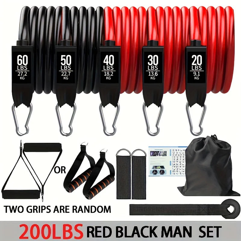 Resistance bands set up to 250lbs with door anchor, handles, ankle straps and carry bag - product image