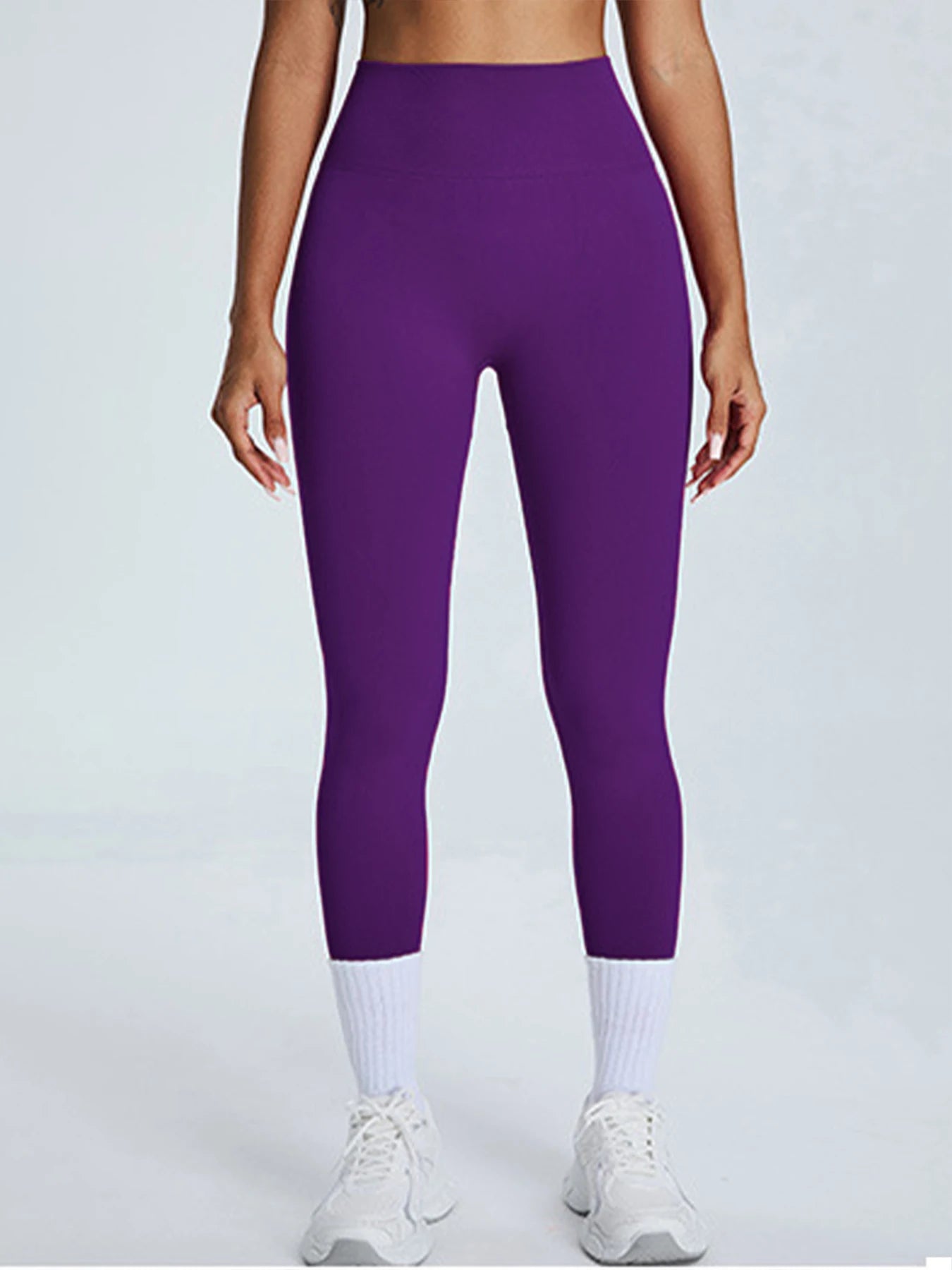 Seamless high waist yoga leggings with stretch and moisture wicking fabric - product image