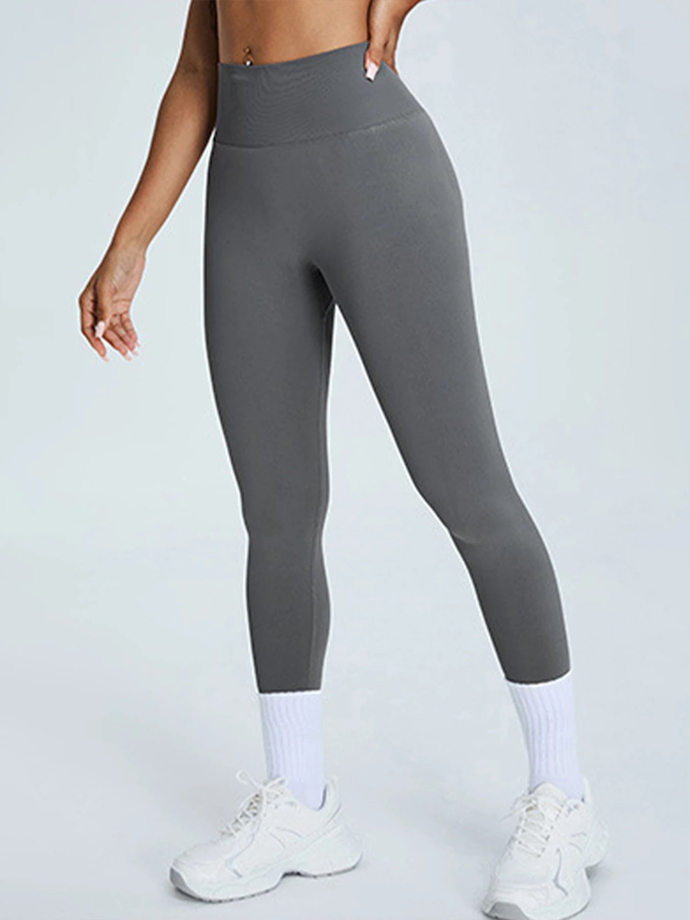 Seamless high waist yoga leggings with stretch and moisture wicking fabric - product image