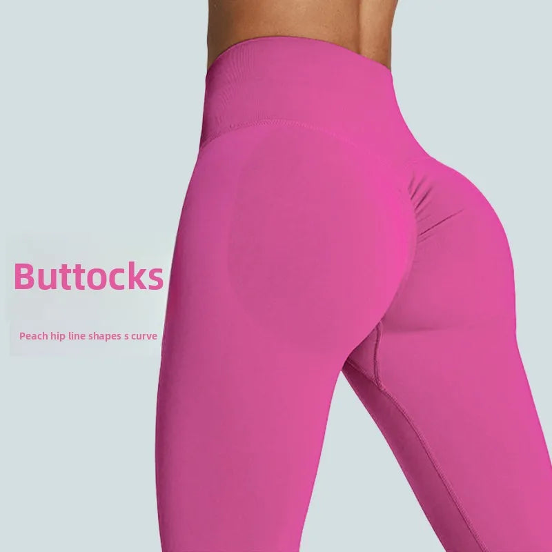 Seamless high waist yoga leggings with stretch and moisture wicking fabric - product image