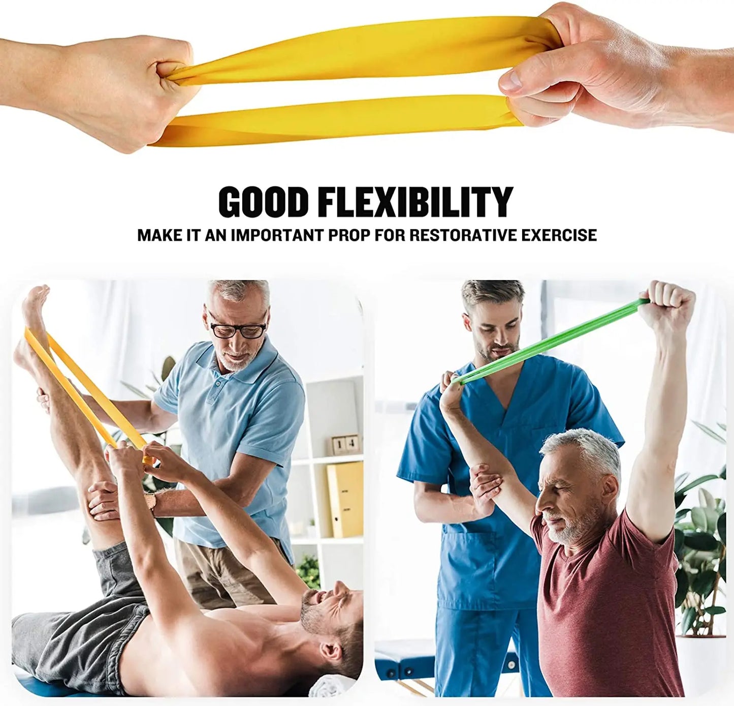 Set of elastic resistance bands with multiple stretch levels natural latex - product image