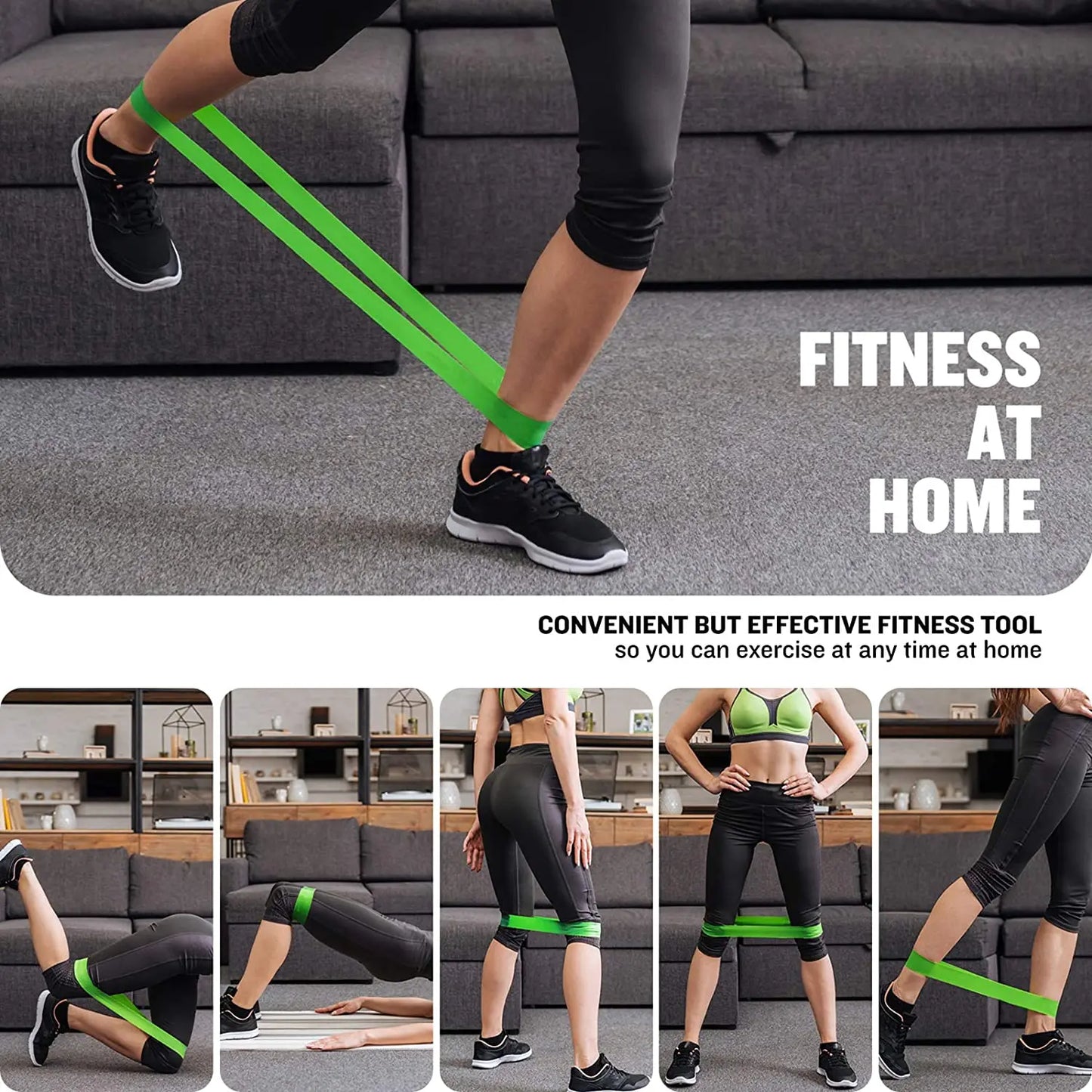 Set of elastic resistance bands with multiple stretch levels natural latex - product image