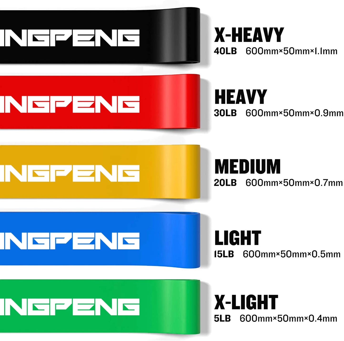Set of elastic resistance bands with multiple stretch levels natural latex - product image
