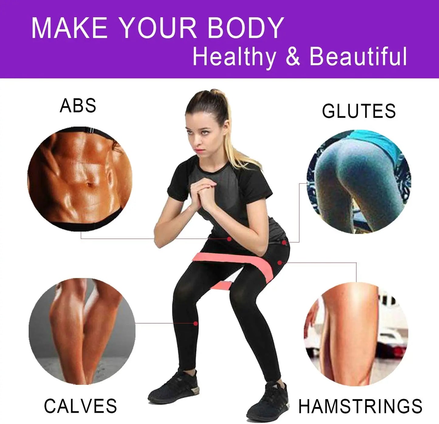 Set of elastic resistance bands with multiple stretch levels natural latex - product image