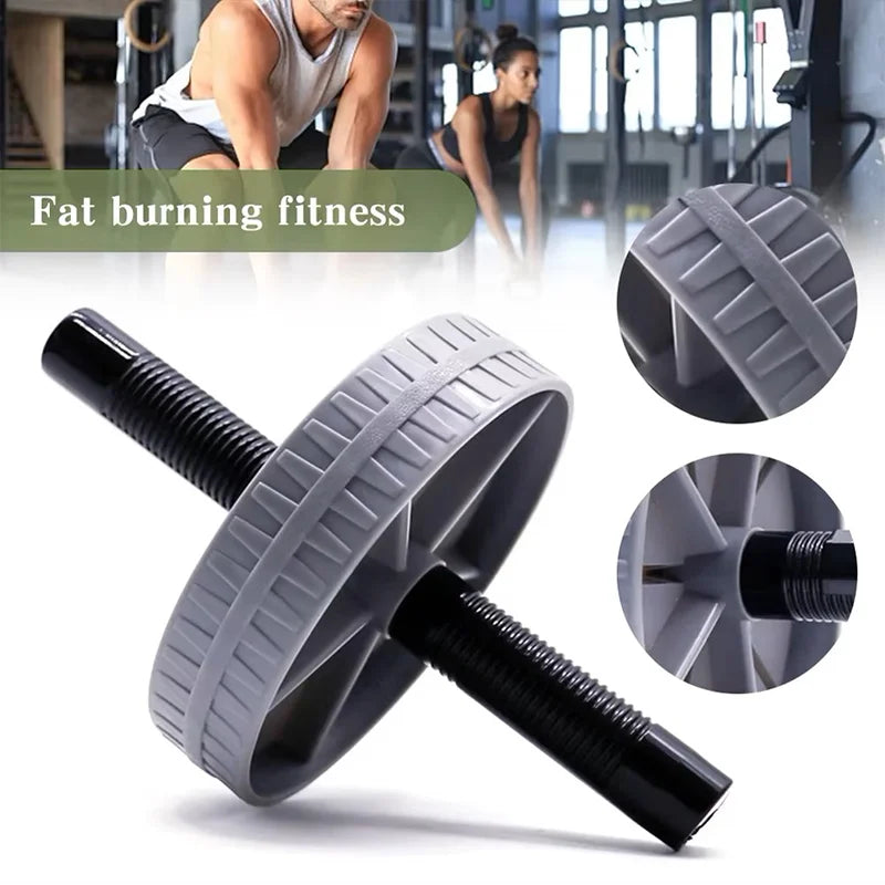 Silent abdominal roller wheel with anti-slip grip and steel support - product image