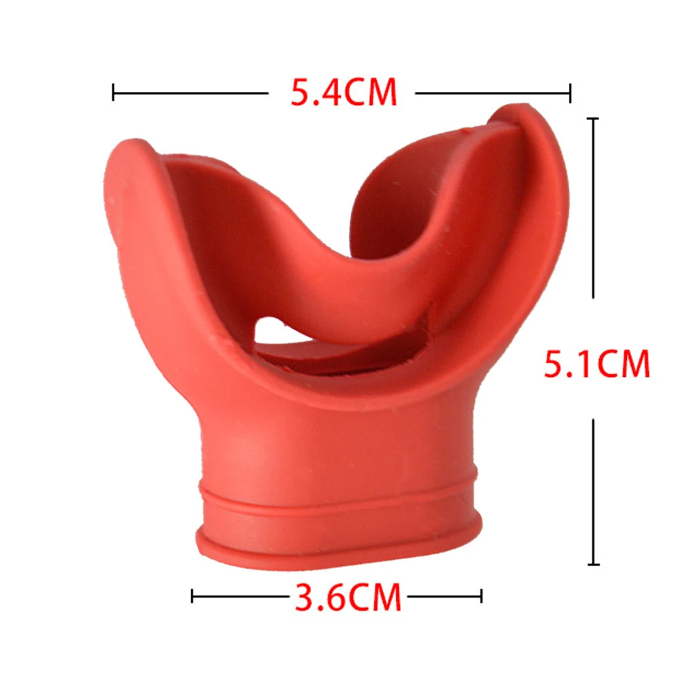 Silicone snorkel mouthpiece with universal fit and strap slot for diving and scuba gear - product image