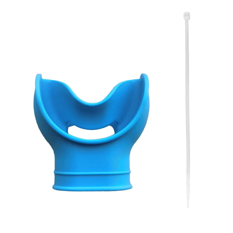 Silicone snorkel mouthpiece with universal fit and strap slot for diving and scuba gear - product image