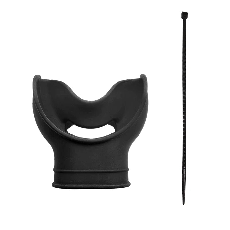 Silicone snorkel mouthpiece with universal fit and strap slot for diving and scuba gear - product image