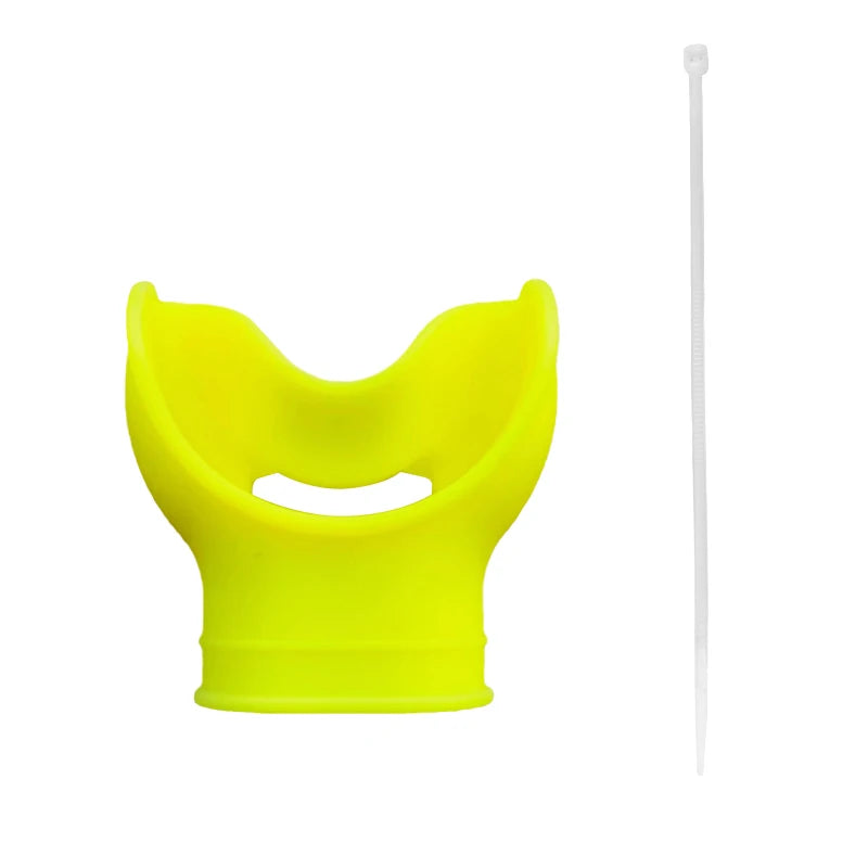 Silicone snorkel mouthpiece with universal fit and strap slot for diving and scuba gear - product image