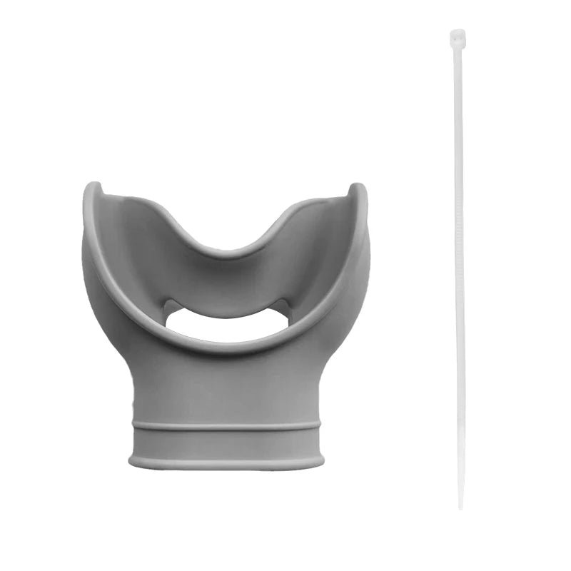 Silicone snorkel mouthpiece with universal fit and strap slot for diving and scuba gear - product image