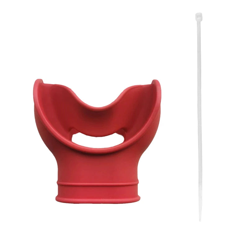 Silicone snorkel mouthpiece with universal fit and strap slot for diving and scuba gear - product image