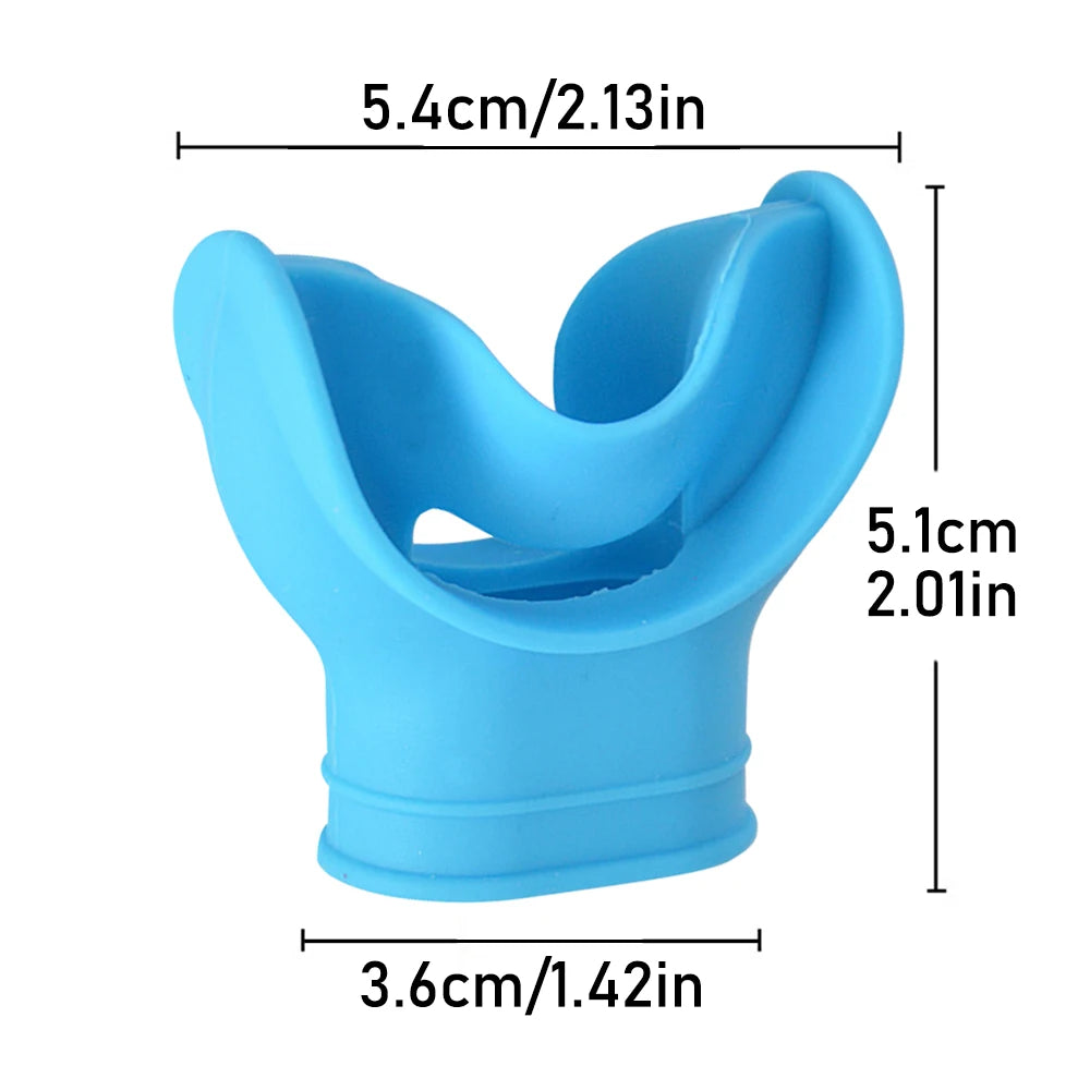 Silicone snorkel mouthpiece with universal fit and strap slot for diving and scuba gear - product image