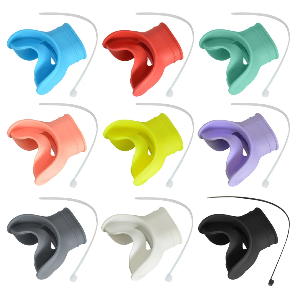 Silicone snorkel mouthpiece with universal fit and strap slot for diving and scuba gear - product image