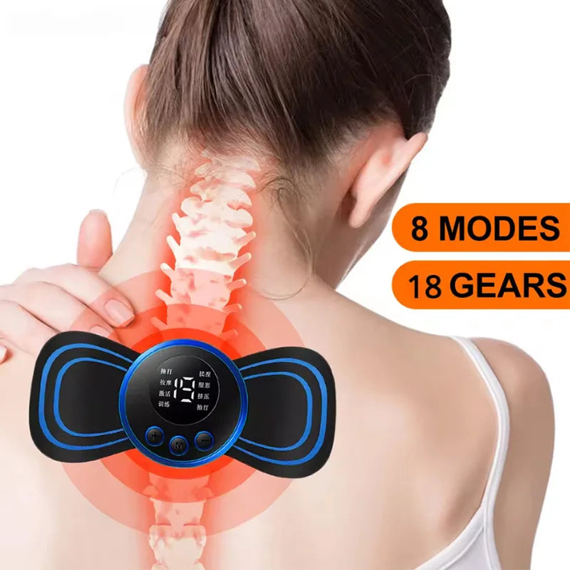 Smart ems neck and back massager with portable gel pad and multiple modes - product image