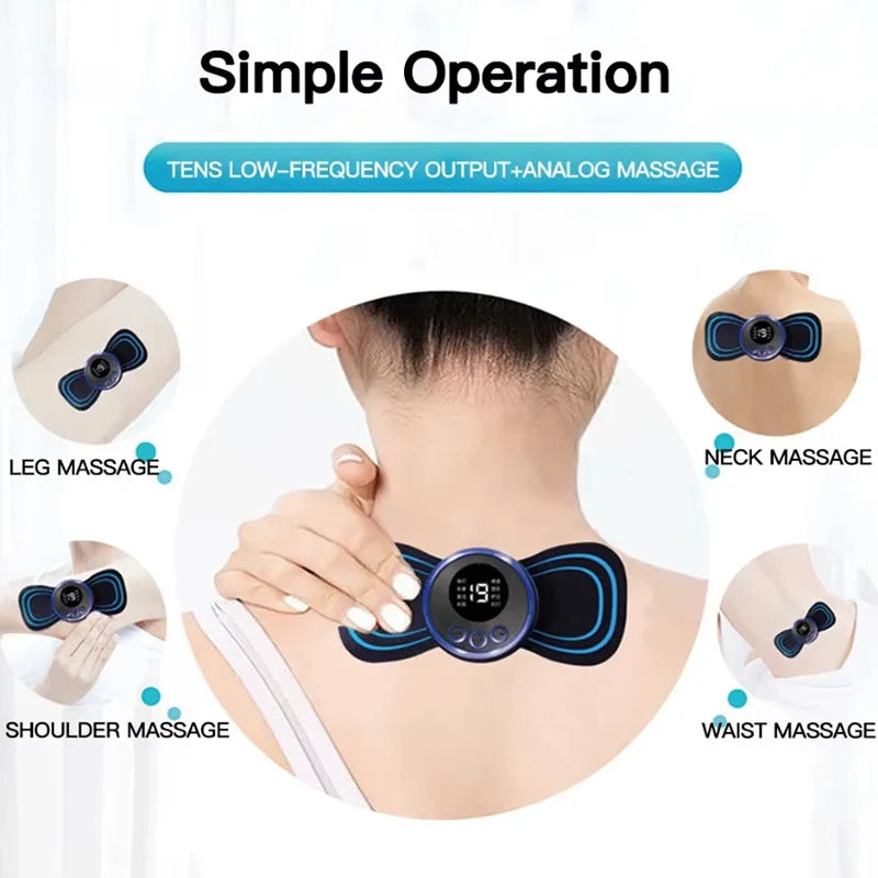 Smart ems neck and back massager with portable gel pad and multiple modes - product image