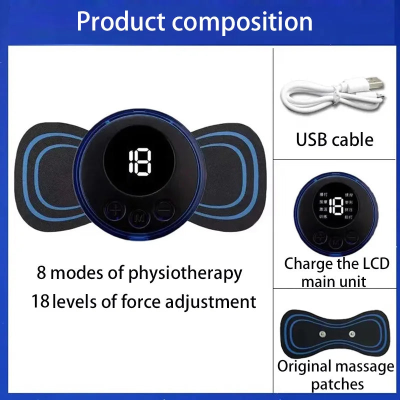 Smart ems neck and back massager with portable gel pad and multiple modes - product image