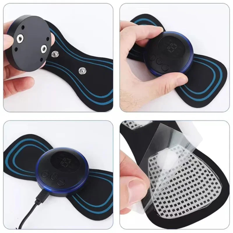 Smart ems neck and back massager with portable gel pad and multiple modes - product image