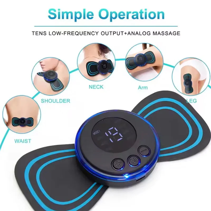 Smart ems neck and back massager with portable gel pad and multiple modes - product image