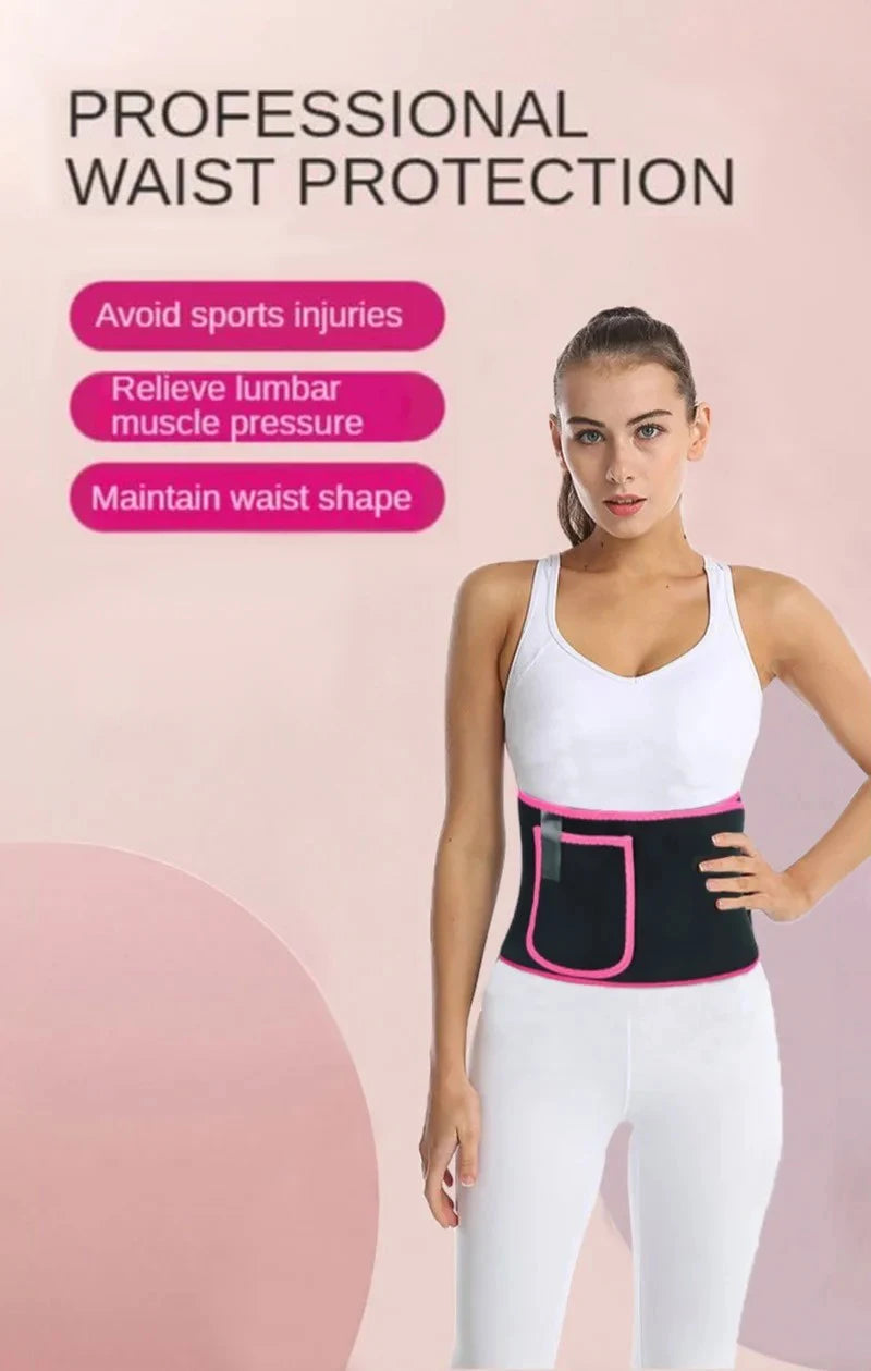 Sweat burst waist support belt with adjustable velcro straps for workout - product image