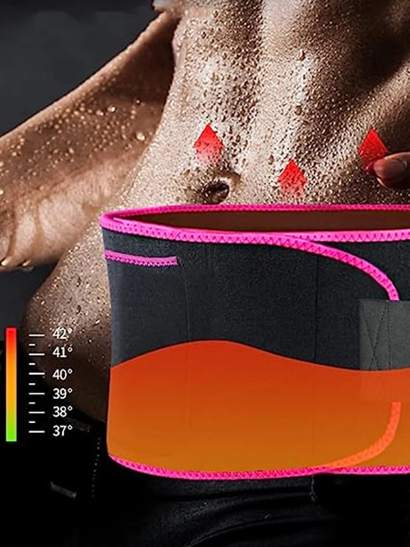 Sweat burst waist support belt with adjustable velcro straps for workout - product image
