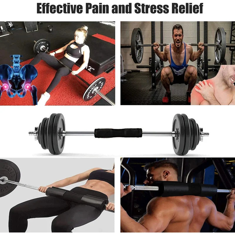 Thickened non-slip barbell shoulder pads with velcro straps for weightlifting - product image
