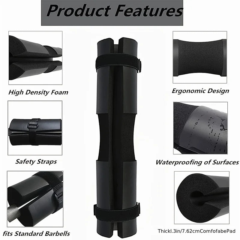 Thickened non-slip barbell shoulder pads with velcro straps for weightlifting - product image