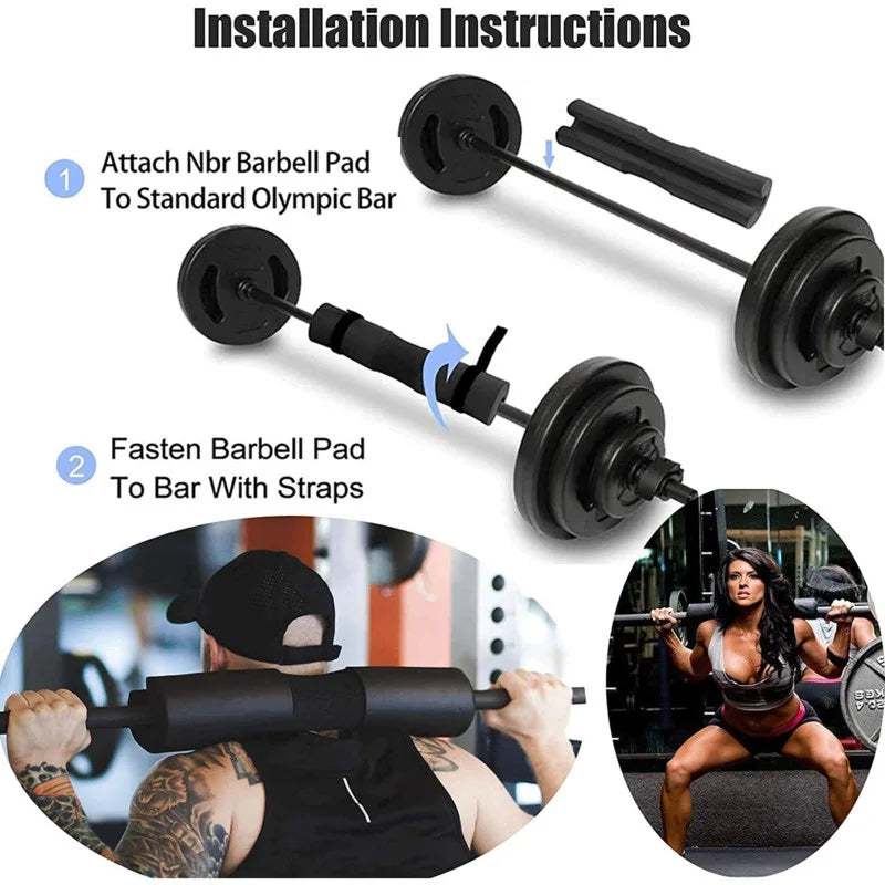 Thickened non-slip barbell shoulder pads with velcro straps for weightlifting - product image