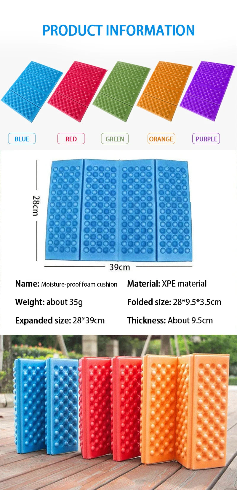 Waterproof foldable xpe camping mat cushion with egg trough design - product image