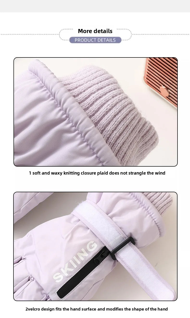 Waterproof winter sports gloves with touchscreen non-slip palm and zipper pocket - product image
