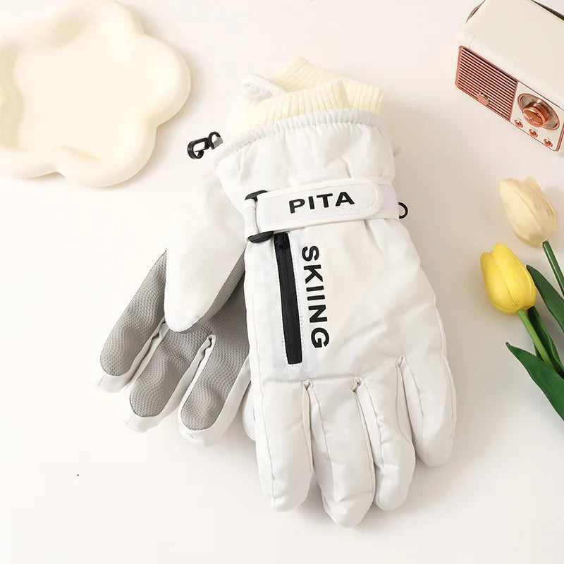 Waterproof winter sports gloves with touchscreen non-slip palm and zipper pocket - product image