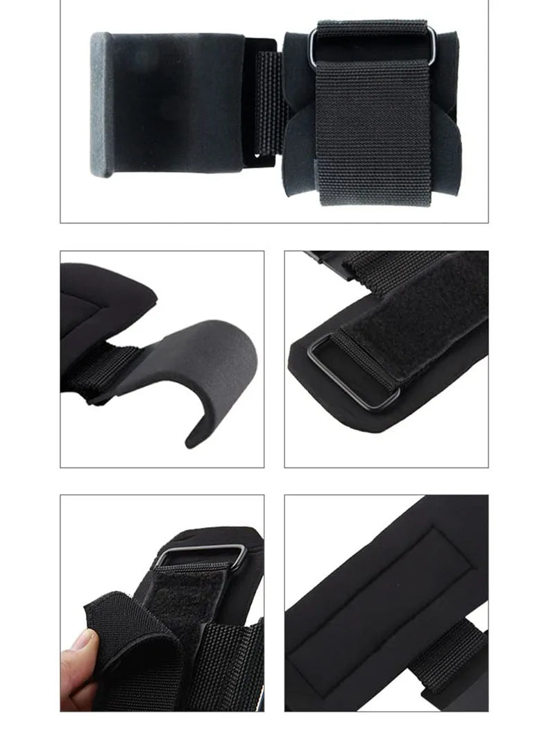Weight lifting hook grips with adjustable wrist wraps and non-slip coating - product image