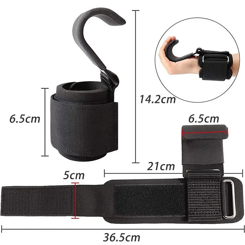 Weight lifting hook grips with adjustable wrist wraps and non-slip coating - product image