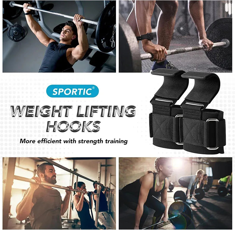Weight lifting hook grips with adjustable wrist wraps and non-slip coating - product image