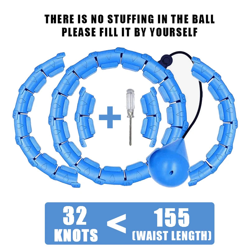 Weighted fitness hoop with detachable knots for abdomen weight loss and massage - product image